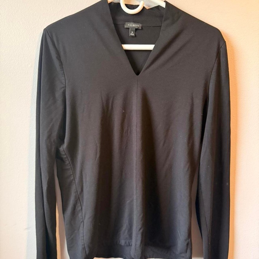 Talbots Black Longsleeve Workwear Officewear Buisiness casual v neck blouse